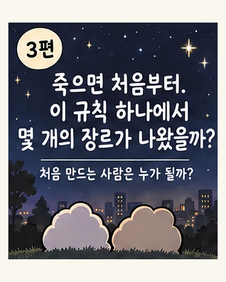 3편. 죽으면 처음부터. 이 규칙 하나에서 몇 개의 장르가 나왔을까? 처음 만드는 사람은 누가 될까?